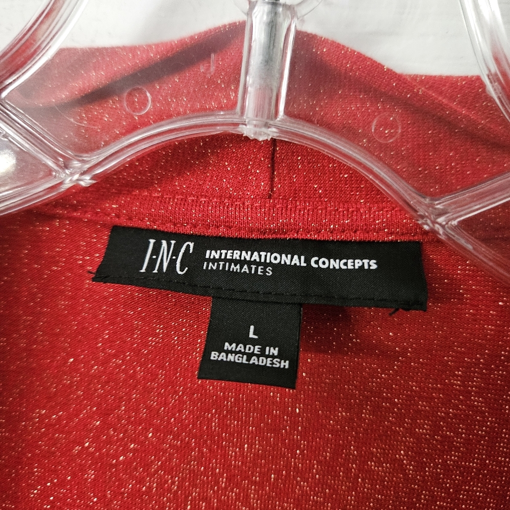 NWT I.n.c. International Concepts Women's 2-Pc. Sparkle Red Robe & Chemise Set L - Picture 7 of 8